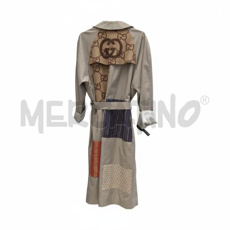 TRENCH DONNA INSERTO TESSUTO GG GRIGIO LAVORAZIONE ARTIGIANALE  | Mercatino dell'Usato Arcore 2