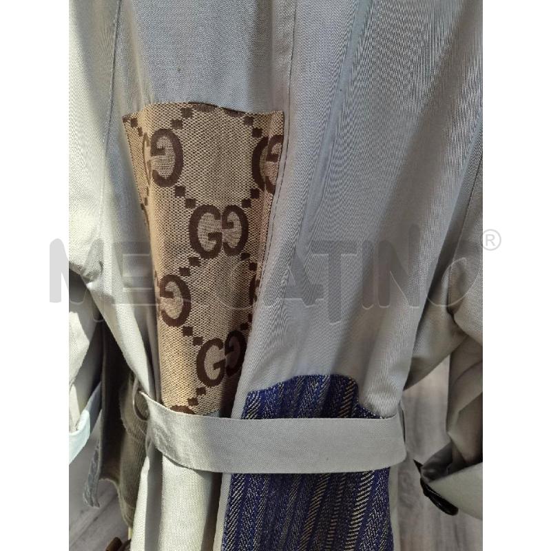 TRENCH DONNA INSERTO TESSUTO GG GRIGIO LAVORAZIONE ARTIGIANALE  | Mercatino dell'Usato Arcore 3