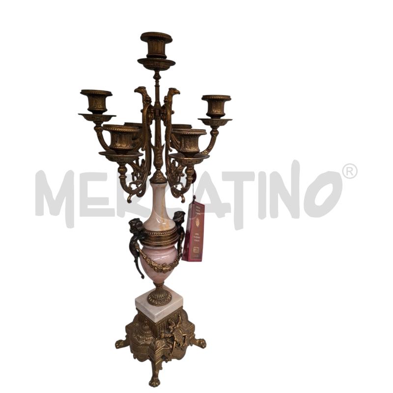 TRIS MICE BY VERSAILLES OROLOGIO E CANDELABRI OTTONE E MARMO ROSA PORTOGALLO | Mercatino dell'Usato Arcore 3