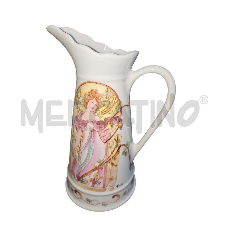 VASO BIANCO DIPINTO A MANO DONNA CON VITE | Mercatino dell'Usato Arcore 1