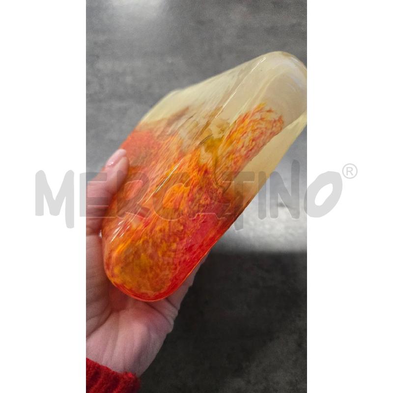 VASO CHIARO E ARANCIO IN VETRO  | Mercatino dell'Usato Arcore 4