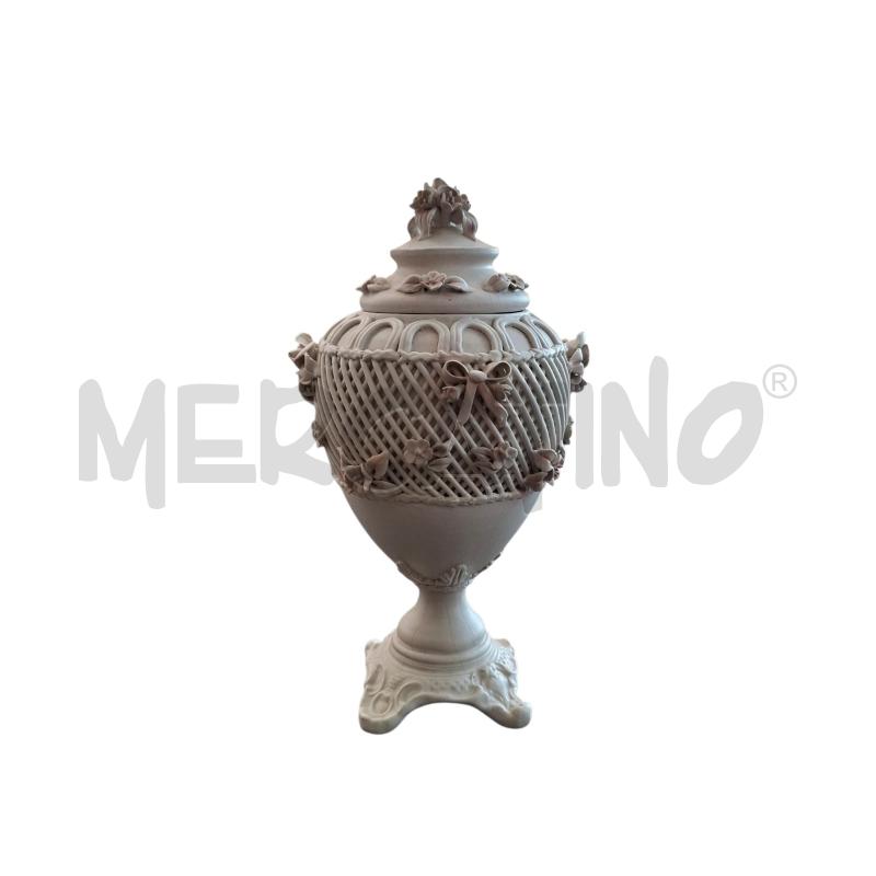 VASO POTICHE CAPODIMONTE CON ROSELLINE | Mercatino dell'Usato Arcore 1