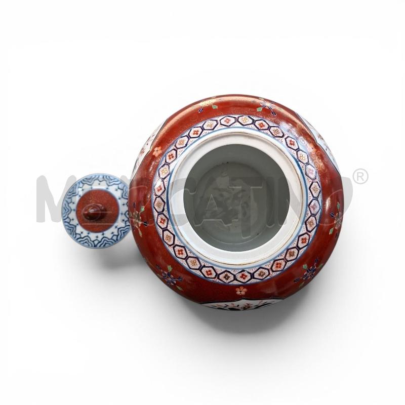 VASO POTICHE ORIENTALE ROSSO CON SUPPORTO  | Mercatino dell'Usato Arcore 3