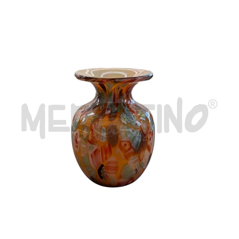 VASO VETRO ARANCIONE MACCHIATO COLORATO | Mercatino dell'Usato Arcore 1