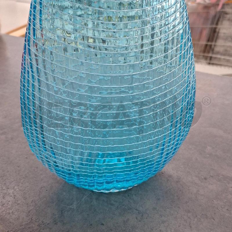 VASO VETRO AZZURRO SPIRALE BIANCA | Mercatino dell'Usato Arcore 3