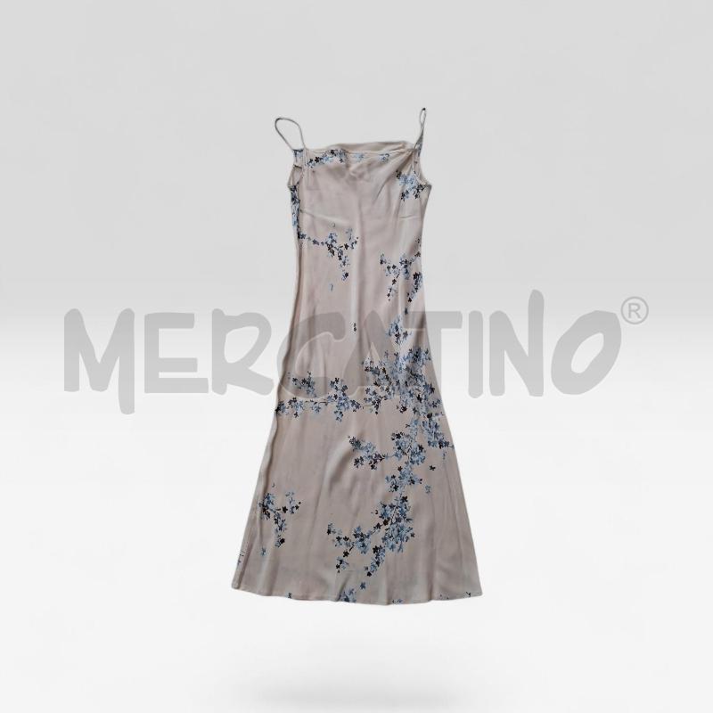 VESTITO DONNA SETA BNC FIORELLINI AZZURRI E MARRONI | Mercatino dell'Usato Arcore 1