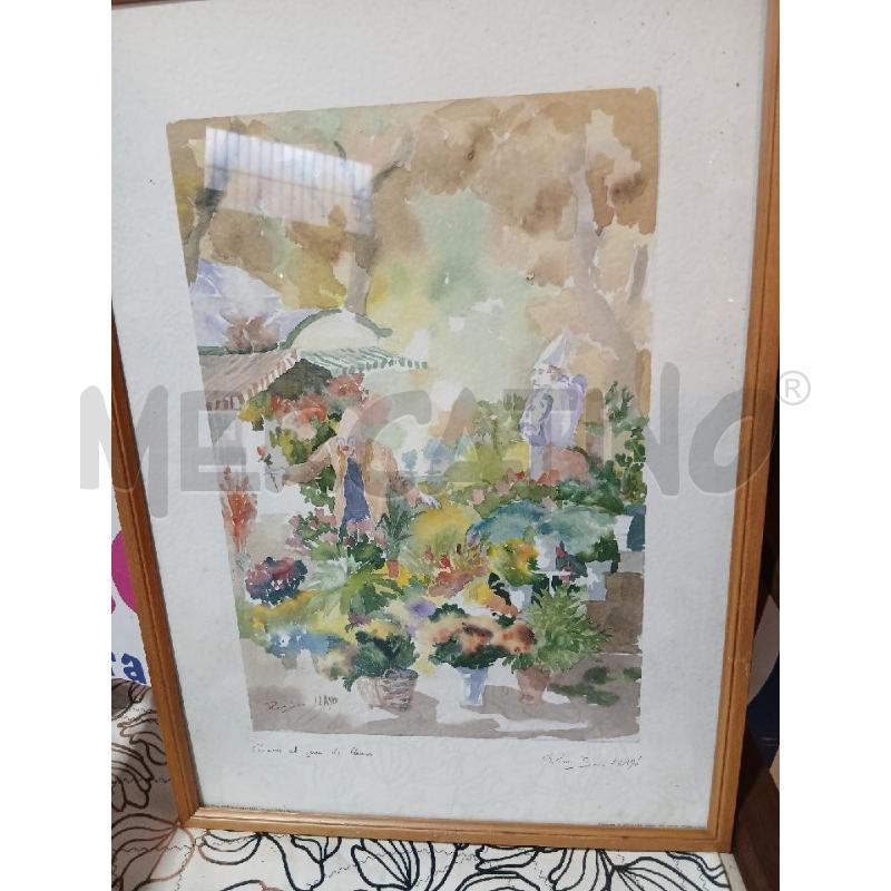 ACQUARELLO PIERRE JEAN LLADO CLOWN ET JEUX DE FLEURS MISURE 57X37 | Mercatino dell'Usato Busnago 1