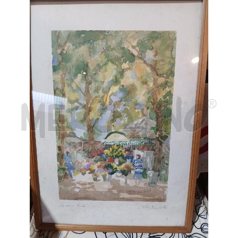 ACQUARELLO PIERRE JEAN LLADO SINFONIA FLOREALE MISURE 52X37 | Mercatino dell'Usato Busnago 1