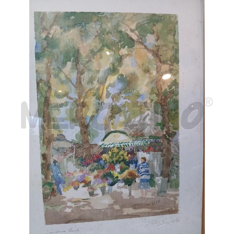 ACQUARELLO PIERRE JEAN LLADO SINFONIA FLOREALE MISURE 52X37 | Mercatino dell'Usato Busnago 2