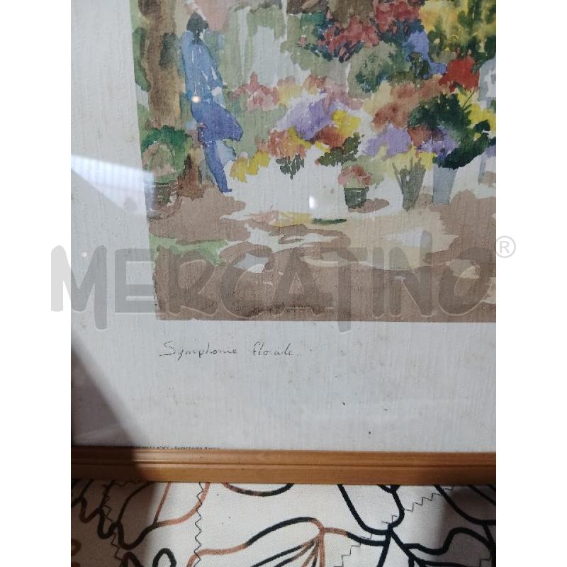 ACQUARELLO PIERRE JEAN LLADO SINFONIA FLOREALE MISURE 52X37 | Mercatino dell'Usato Busnago 4