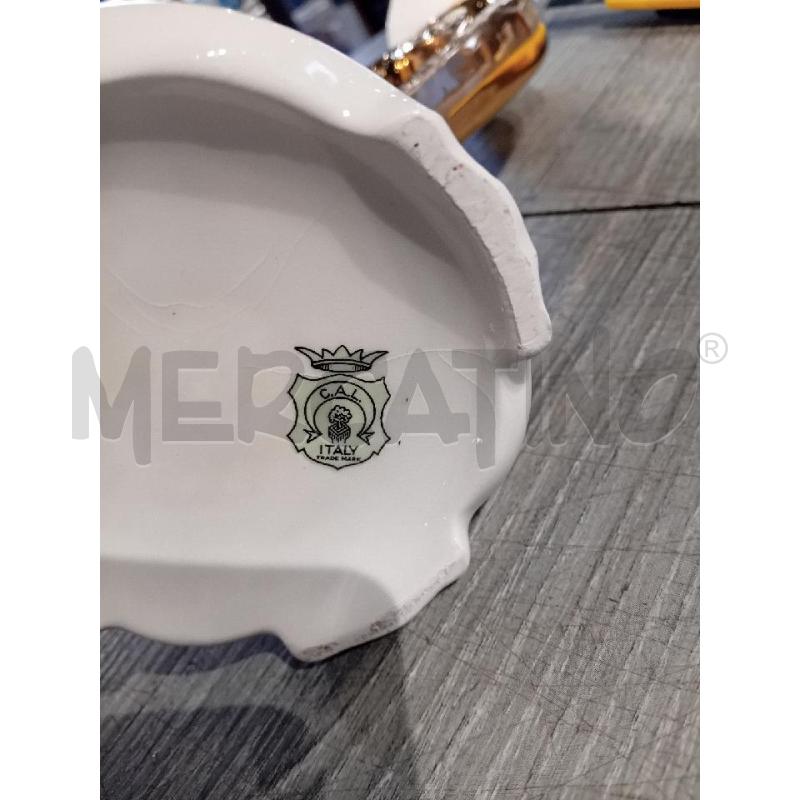 CANDELABRI PZ. 2 CERAMICA DORATO  E BIANCO | Mercatino dell'Usato Busnago 5