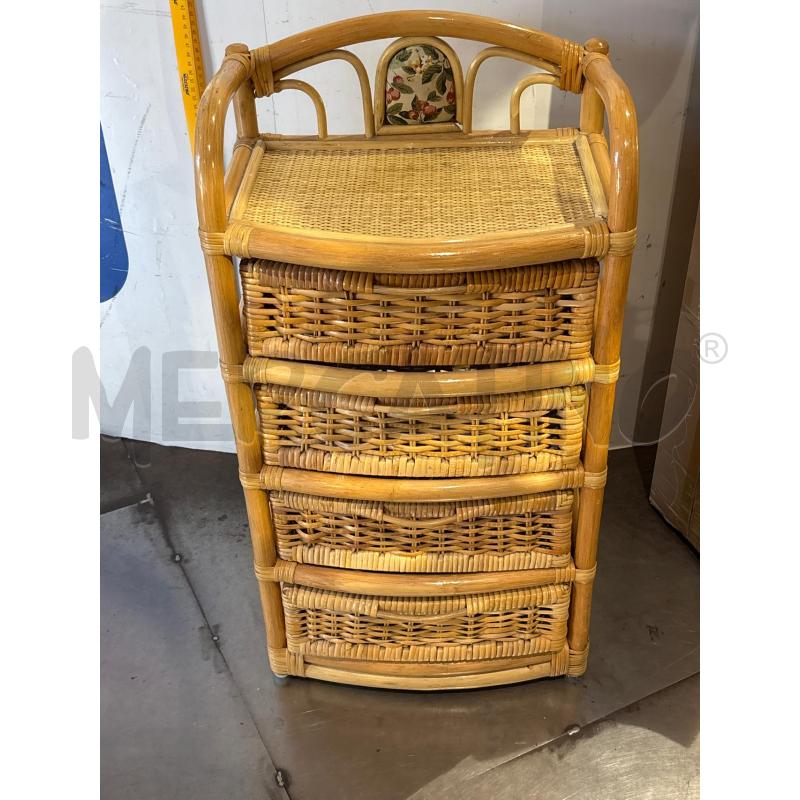 CASSETTIERA IN VIMINI/BAMBOO 4 CASSETTI 70CM | Mercatino dell'Usato Busnago 1