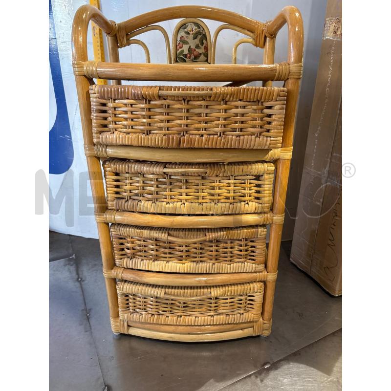 CASSETTIERA IN VIMINI/BAMBOO 4 CASSETTI 70CM | Mercatino dell'Usato Busnago 3
