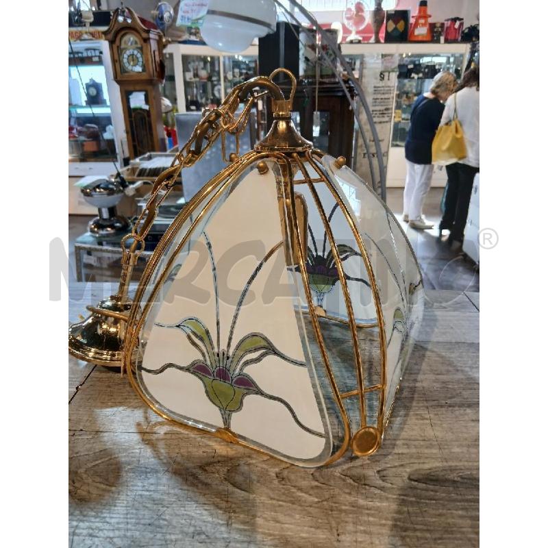 LAMPADARIO ART DECO' OTTONE E VETRO | Mercatino dell'Usato Busnago 1
