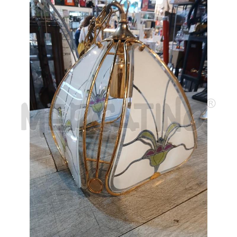 LAMPADARIO ART DECO' OTTONE E VETRO | Mercatino dell'Usato Busnago 4