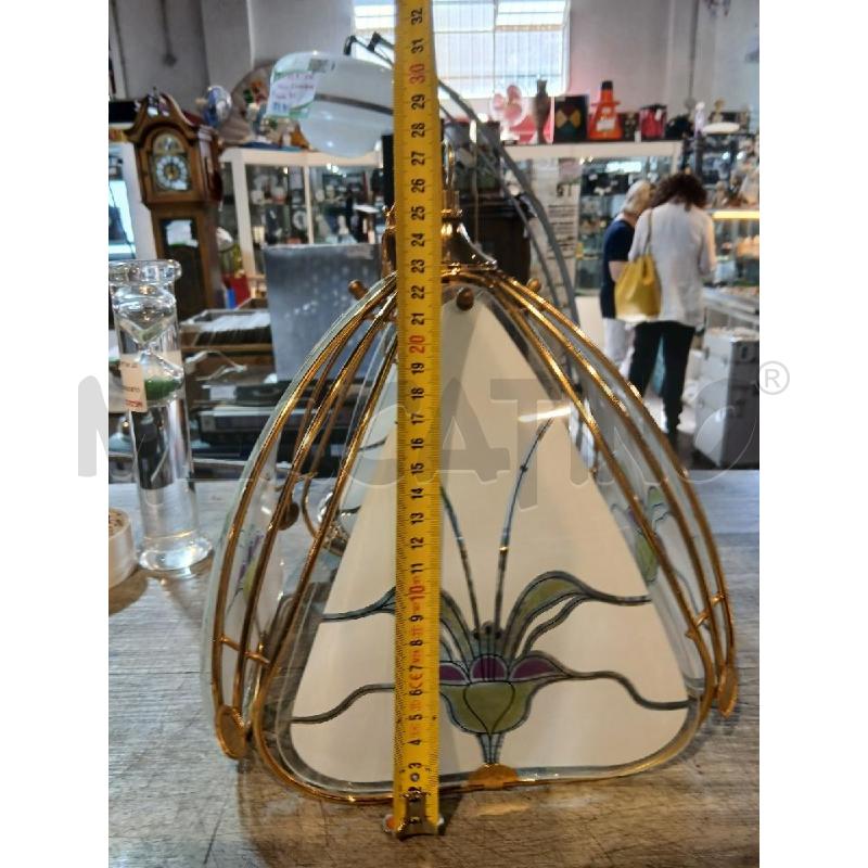 LAMPADARIO ART DECO' OTTONE E VETRO | Mercatino dell'Usato Busnago 5