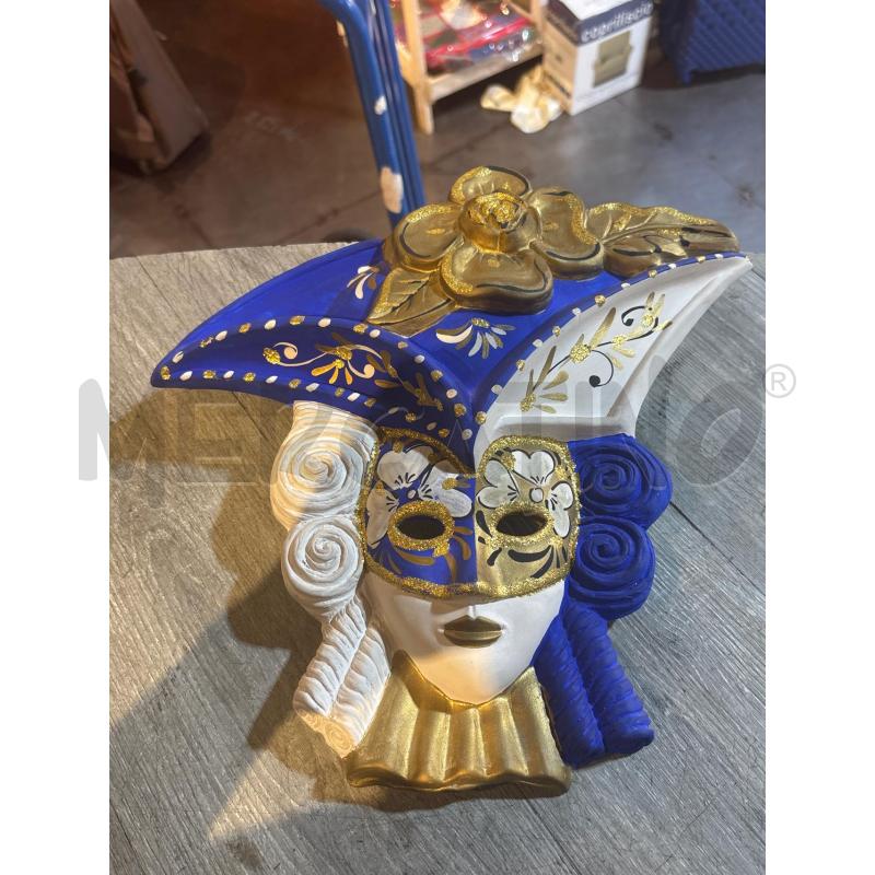 MASCHERA IN CERAMICA VENEZIANA BLU BIANCA E ORO | Mercatino dell'Usato Busnago 1