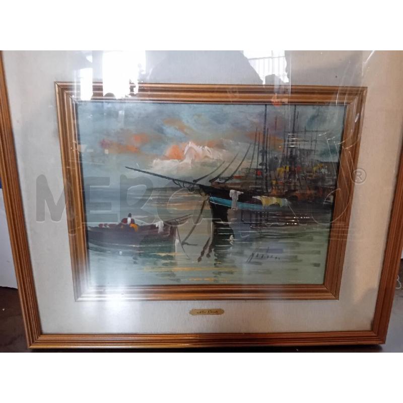 OLIO SU TELA ALDO PIRONTI IL PORTO 30X40(CORNICE 61X51) | Mercatino dell'Usato Busnago 1