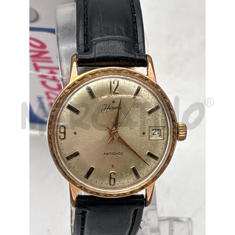 OROLOGIO DA POLSO CARICA MANUALE HERMA ANTICHOC DIAMETRO CASSA ESCLUSA CORONA 34MM | Mercatino dell'Usato Busnago 2
