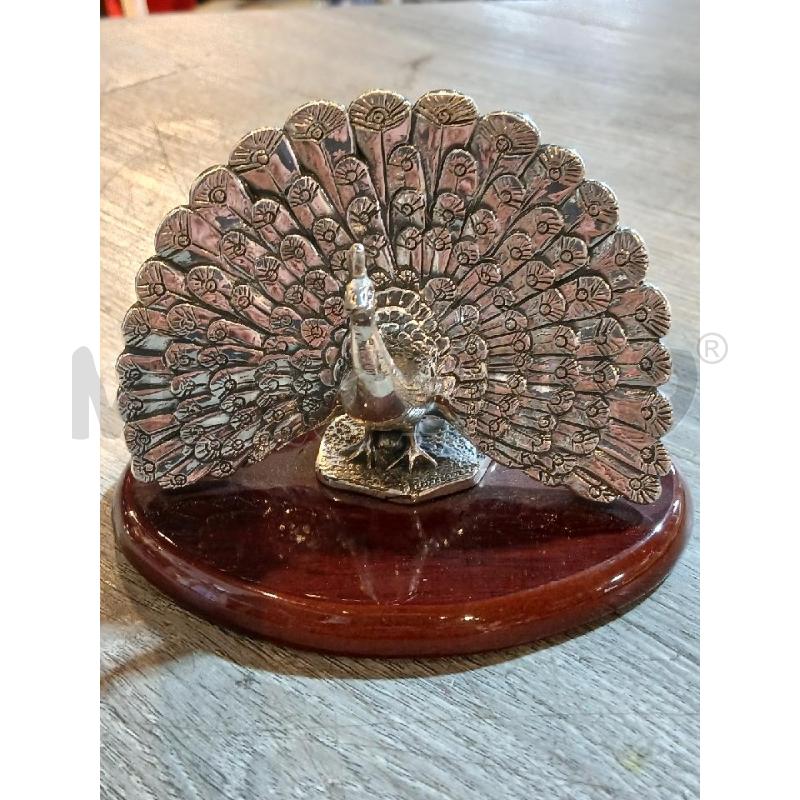 PAVONE STATUINA LAMINATO ARGENTO ALTEZZA 8CM , LARGHEZZA 11 | Mercatino dell'Usato Busnago 1