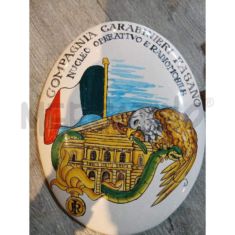 PLACCA IN CERAMICA MAIOLICA COMPAGNIA CARABINIERI FASANO CM 27X21 | Mercatino dell'Usato Busnago 1