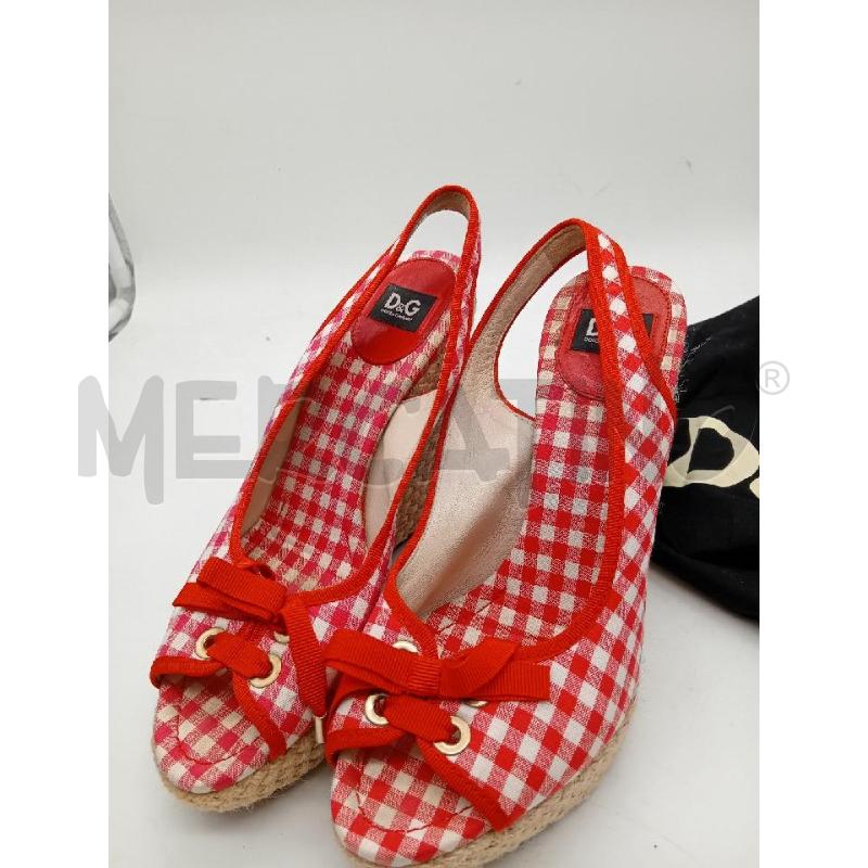 SANDALI DONNA CON ZEPPA DOLCE GABBANA ROSSI E BIANCHI | Mercatino dell'Usato Busnago 1
