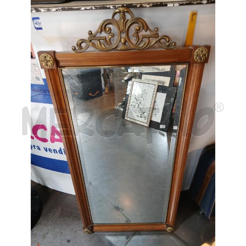 SPECCHIO VINTAGE CON VETRO MOLATO E INSERTI IN OTTONE MISURE 100X52 | Mercatino dell'Usato Busnago 5