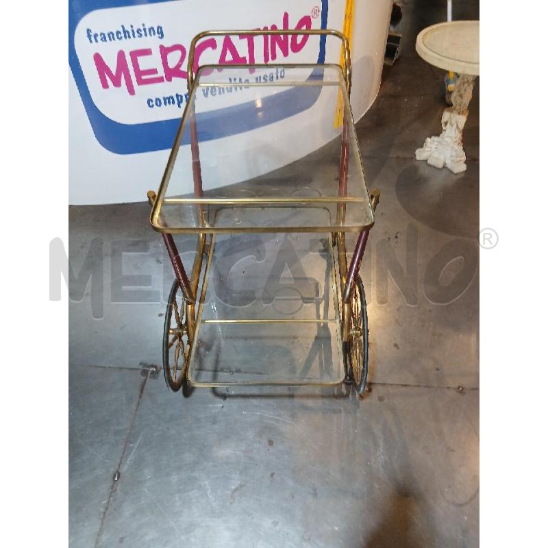 TAVOLINO OTTONE LEGNO 2 VETRI CON PORTA BOTTIGLIE | Mercatino dell'Usato Busnago 2