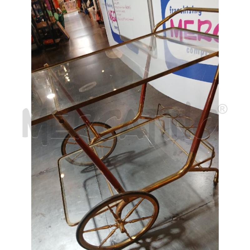 TAVOLINO OTTONE LEGNO 2 VETRI CON PORTA BOTTIGLIE | Mercatino dell'Usato Busnago 3