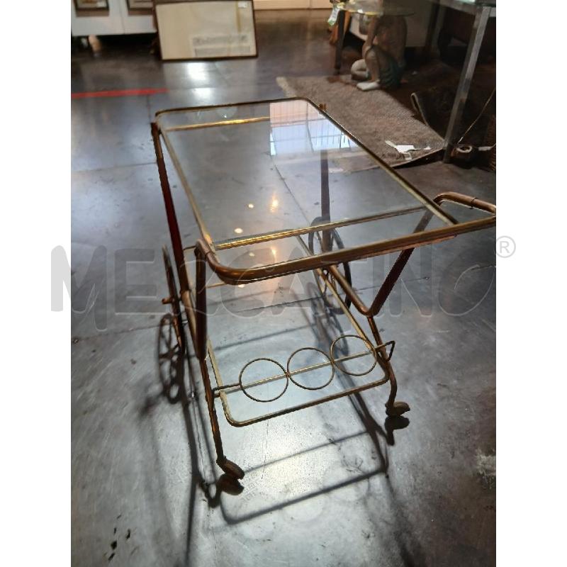 TAVOLINO OTTONE LEGNO 2 VETRI CON PORTA BOTTIGLIE | Mercatino dell'Usato Busnago 4