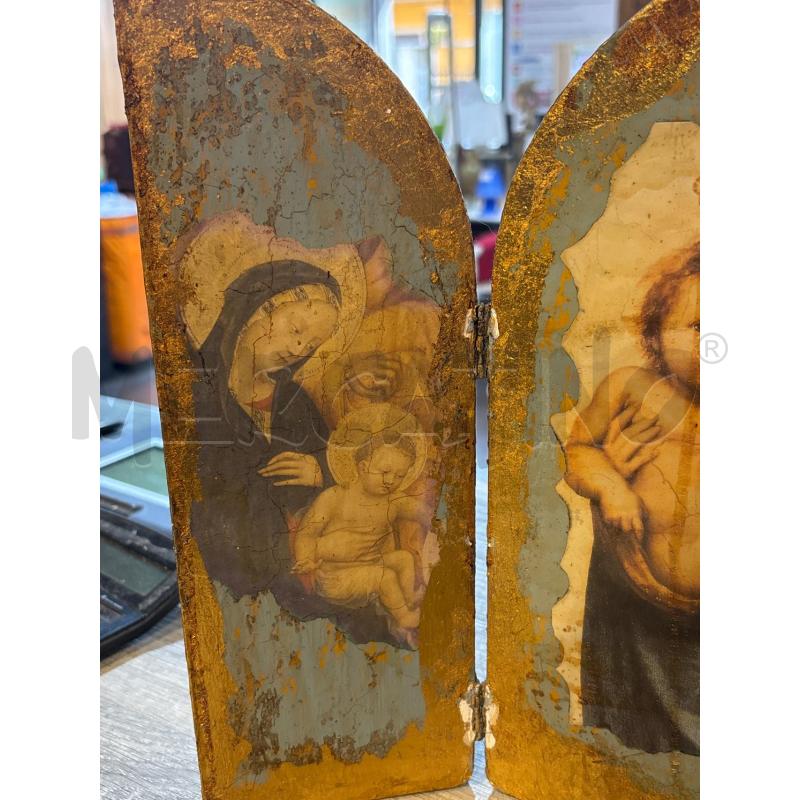 TEGOLA LEGNO FOGLIA ORO A FINESTRA MADONNA CON BAMBINO | Mercatino dell'Usato Busnago 2