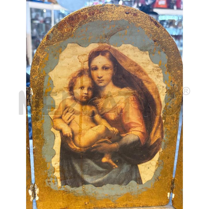 TEGOLA LEGNO FOGLIA ORO A FINESTRA MADONNA CON BAMBINO | Mercatino dell'Usato Busnago 3