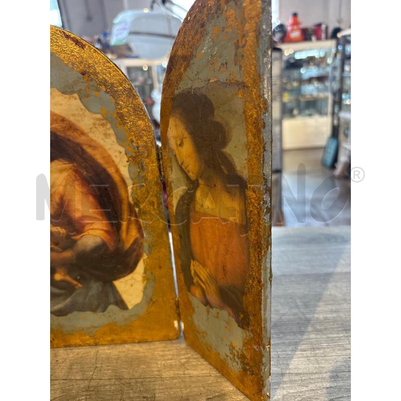 TEGOLA LEGNO FOGLIA ORO A FINESTRA MADONNA CON BAMBINO | Mercatino dell'Usato Busnago 4