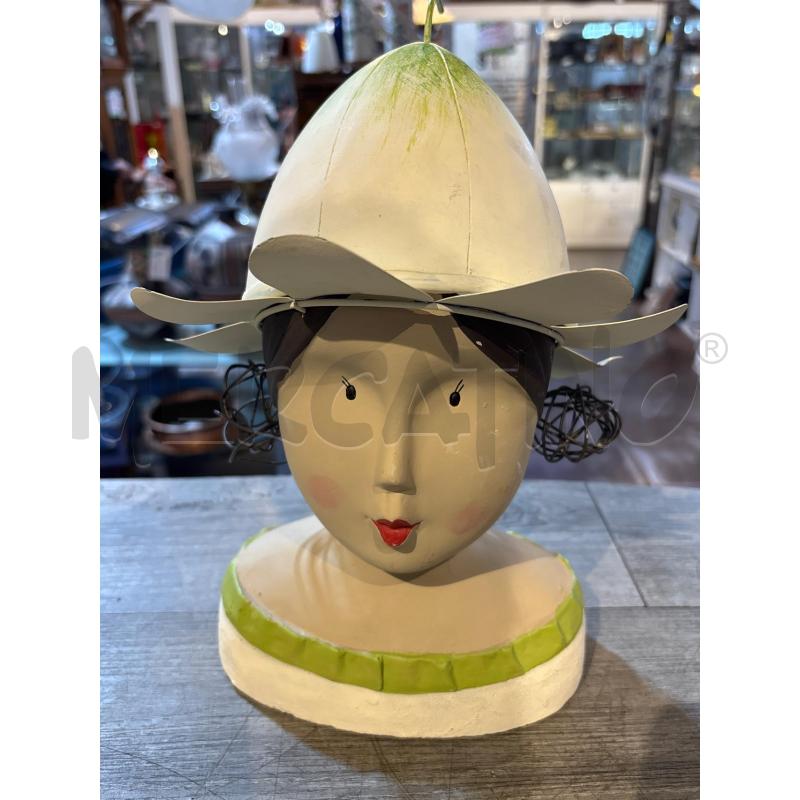 TESTA D'ARREDO DONNA IN GESSO CON CAPPELLO | Mercatino dell'Usato Busnago 1
