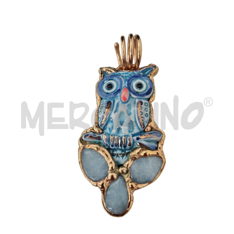 CIONDOLO GUFO AZZURRO CERAMICA +AGATE | Mercatino dell'Usato Triuggio 1