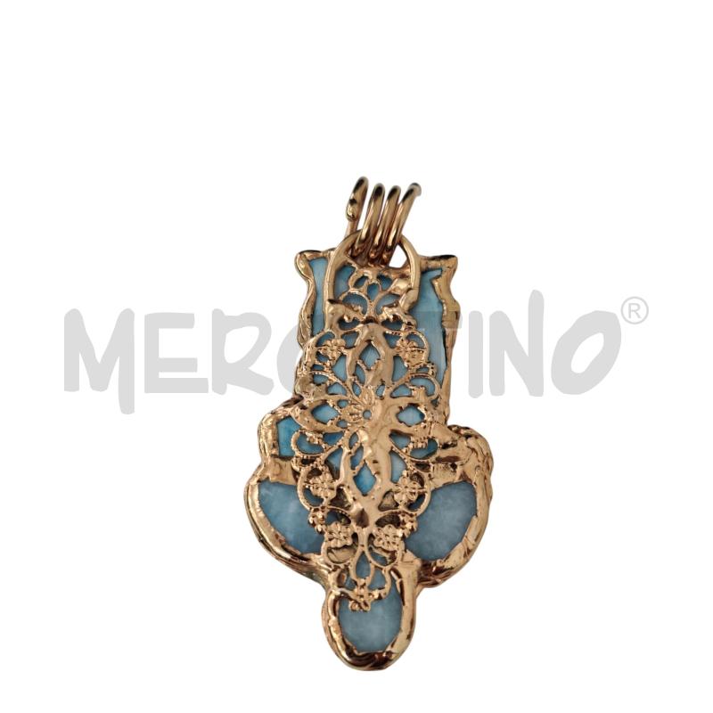 CIONDOLO GUFO AZZURRO CERAMICA +AGATE | Mercatino dell'Usato Triuggio 2