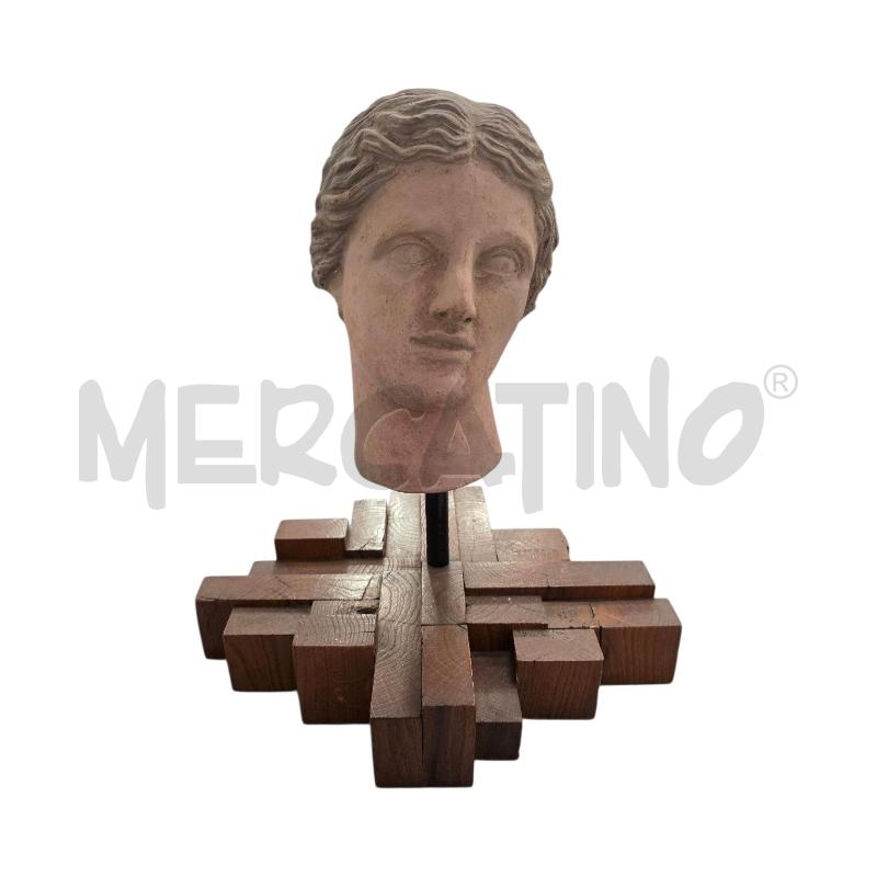 SCULTURA VOLTO BASE LEGNO | Mercatino dell'Usato Triuggio 1