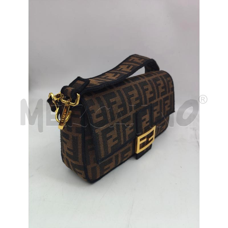 BORSA FENDI BAGUETTE TESSUTO MARRONE MONOGRAMMA FF E CHIUSURA DORATAFE E TRACOLLA DUSTBAG | Mercatino dell'Usato Messina 1