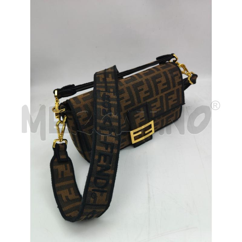 BORSA FENDI BAGUETTE TESSUTO MARRONE MONOGRAMMA FF E CHIUSURA DORATAFE E TRACOLLA DUSTBAG | Mercatino dell'Usato Messina 2