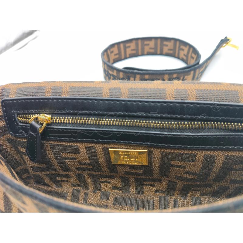 BORSA FENDI BAGUETTE TESSUTO MARRONE MONOGRAMMA FF E CHIUSURA DORATAFE E TRACOLLA DUSTBAG | Mercatino dell'Usato Messina 5