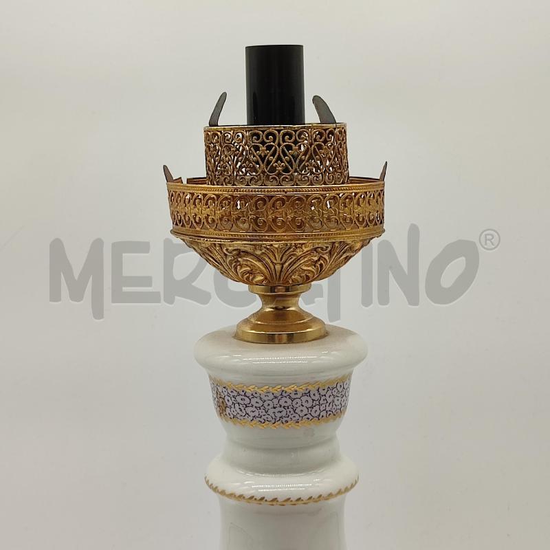 BASE LAMPADA CERAMICA ICONA FIORATA BASE DORATA GHIRLANDA BLU | Mercatino dell'Usato Corbetta 2