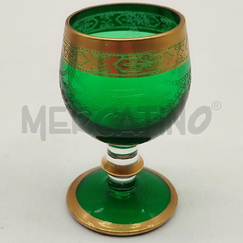 BICCHIERINI VETRO BLU VERDE 24KT GOLD | Mercatino dell'Usato Corbetta 3