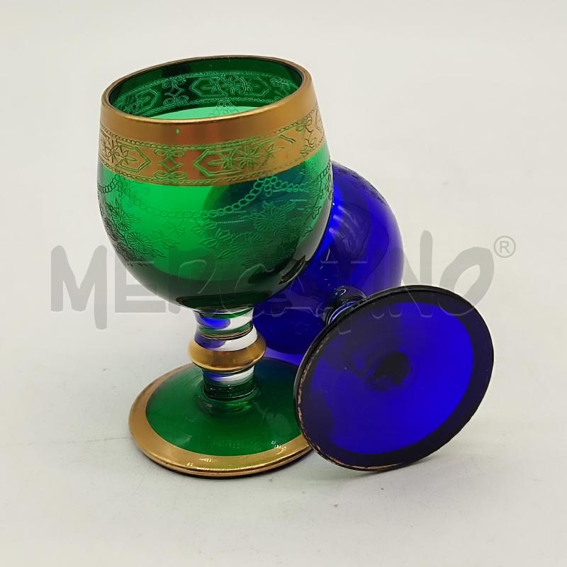 BICCHIERINI VETRO BLU VERDE 24KT GOLD | Mercatino dell'Usato Corbetta 4