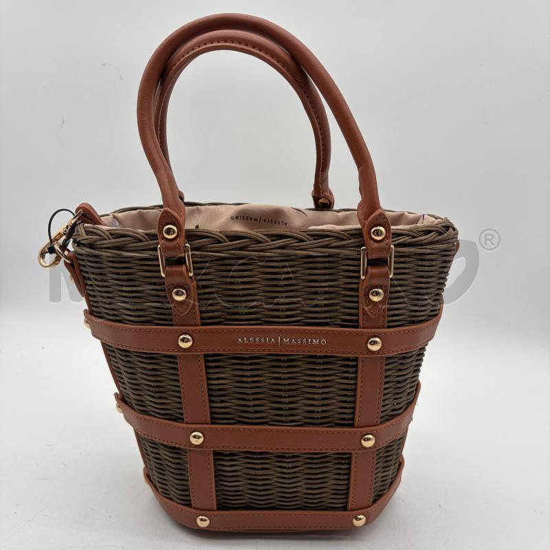 BORSA DONNA ALESSIA MASSIMO SECCHIELLO VIMINI MARR GRIGLIA SINT | Mercatino dell'Usato Corbetta 1