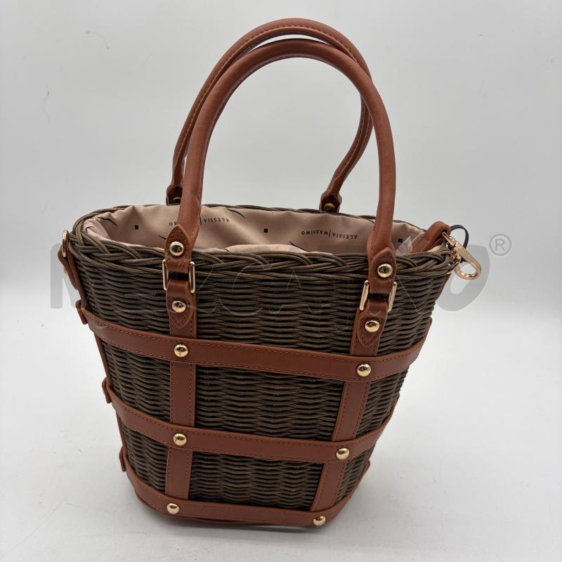 BORSA DONNA ALESSIA MASSIMO SECCHIELLO VIMINI MARR GRIGLIA SINT | Mercatino dell'Usato Corbetta 2