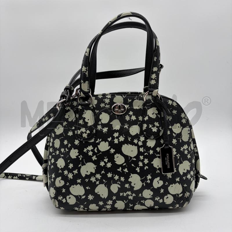 BORSA DONNA COACH NERO PELLE SAFFIANO FIORI PANNA | Mercatino dell'Usato Corbetta 1