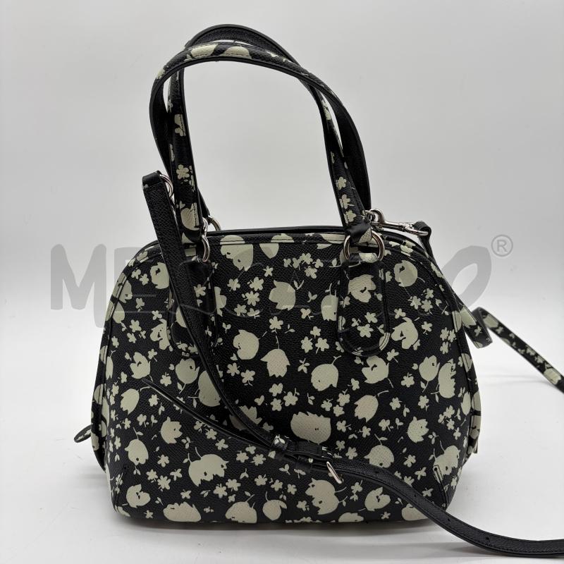 BORSA DONNA COACH NERO PELLE SAFFIANO FIORI PANNA | Mercatino dell'Usato Corbetta 3