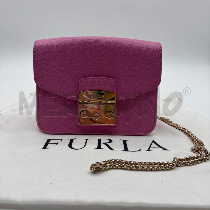 BORSA DONNA FURLA METROPOLIS MINI ROSA TRACOLLA DORATA | Mercatino dell'Usato Corbetta 1