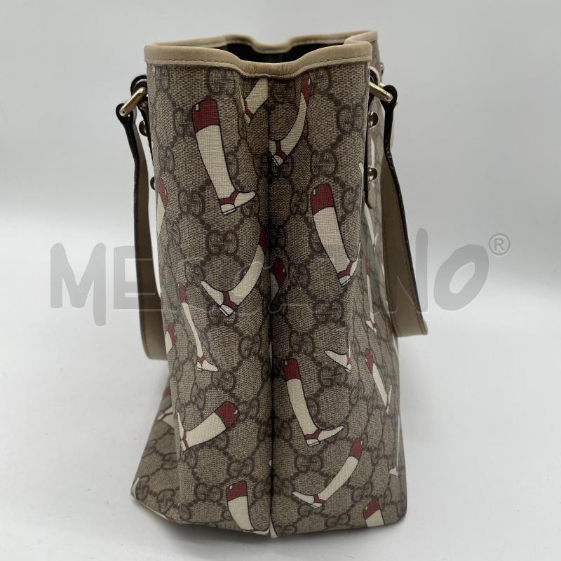 BORSA DONNA GUCCI THE BOOT PATTERN GG PLUS MONOGRAM CANVAS LEATHER BEIGE/CREAM | Mercatino dell'Usato Corbetta 4
