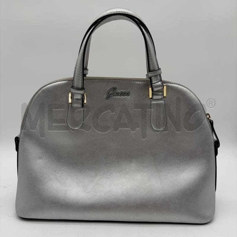 BORSA DONNA GUESS ARGENTATO SINT SCRITTA RILIEVO | Mercatino dell'Usato Corbetta 2
